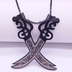 Islam Muslim Pendant Necklace Ali Zulfikar Sword Black