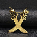 Islam Muslim Pendant Necklace Ali Zulfikar Sword Gold