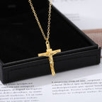 Jesus Christ Cross Necklace & Pendant for Men Gold
