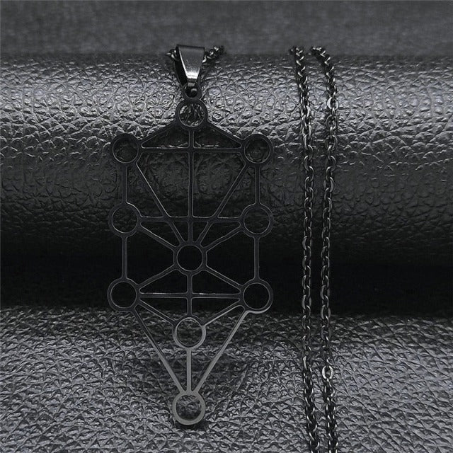 Kaballah Pendant Necklace Tree of Life Sephiroth Black