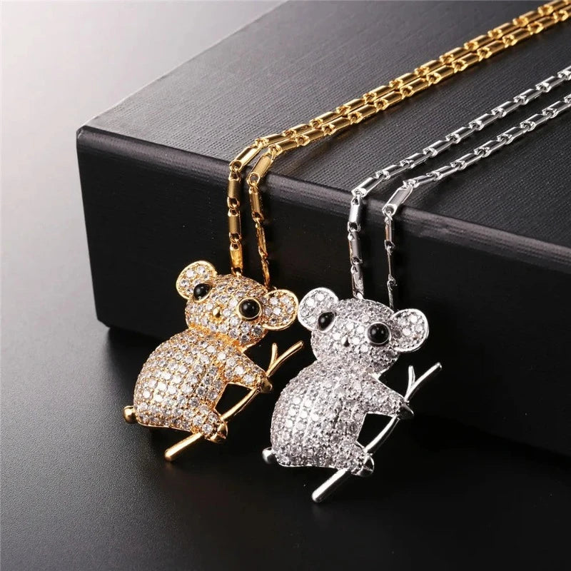 Koala Necklace Gold Stones Or Silver