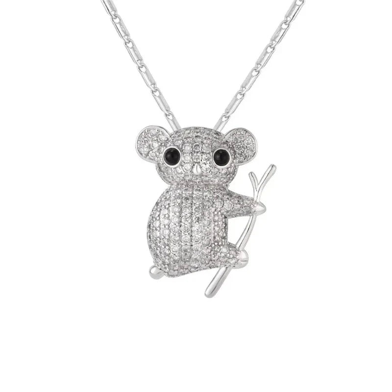 Koala Necklace Silver Stones