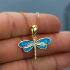 Dragonfly Pendant Necklace Women blue