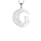 Cat Moon Pendant Necklace silver