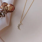 Moon Zircon Pendant Necklace for Women gold