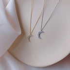Moon Zircon Pendant Necklace for Women gold silver