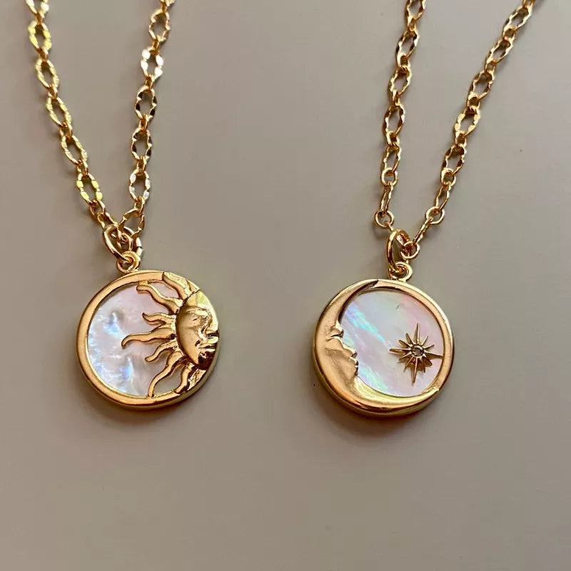 Round Moon or Sun Pendant Necklace