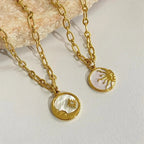 Round Moon or Sun Pendant Necklace