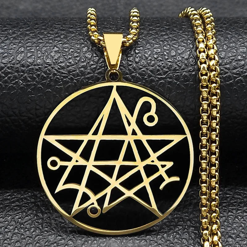 Necronomicon Lovecraft Cthulhu Gold Pendant Necklace