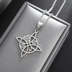 Wiccan Protective Witch's Knot Pendant Necklace Silver