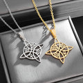 Wiccan Protective Witch's Knot Pendant Necklace Gold