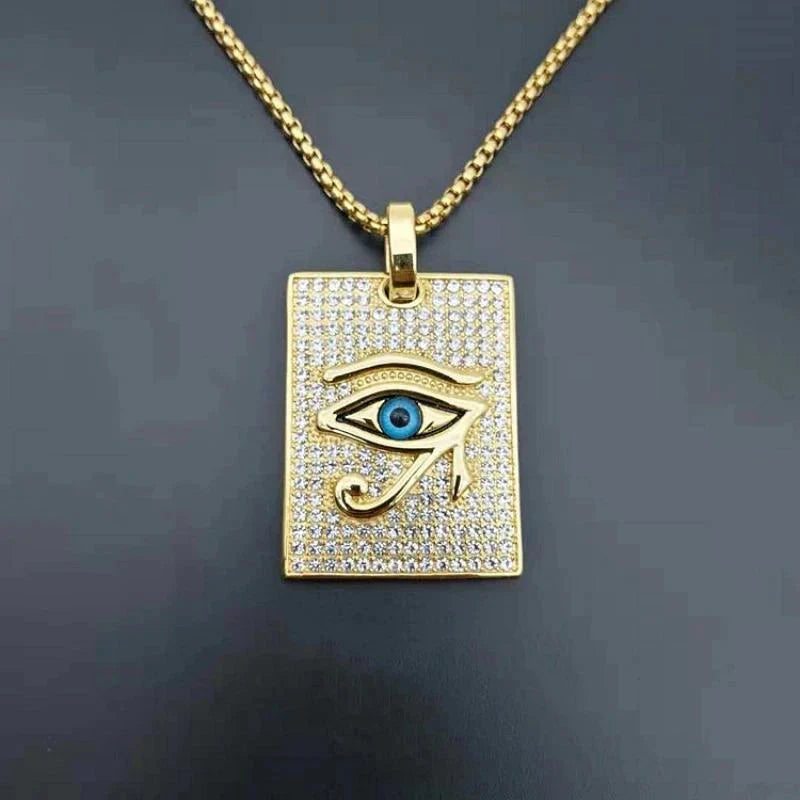 Horus Eye Egyptian Oudjat Gold Necklace & Pendant