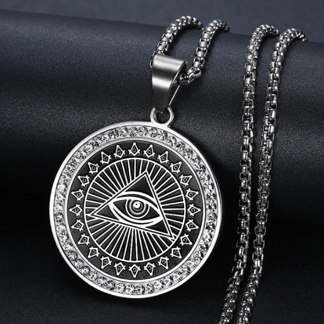 Providence Eye Pyramid Illuminati Pendant Necklace silver