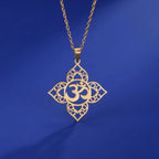 Om Buddhism Pendant Necklace in gold