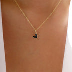 Black Choker Necklace with Small Heart Pendant