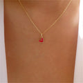 Red Choker Necklace with Small Heart Pendant