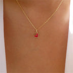 Red Choker Necklace with Small Heart Pendant