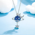 Blue Moonstone Pendant Necklace navy blue