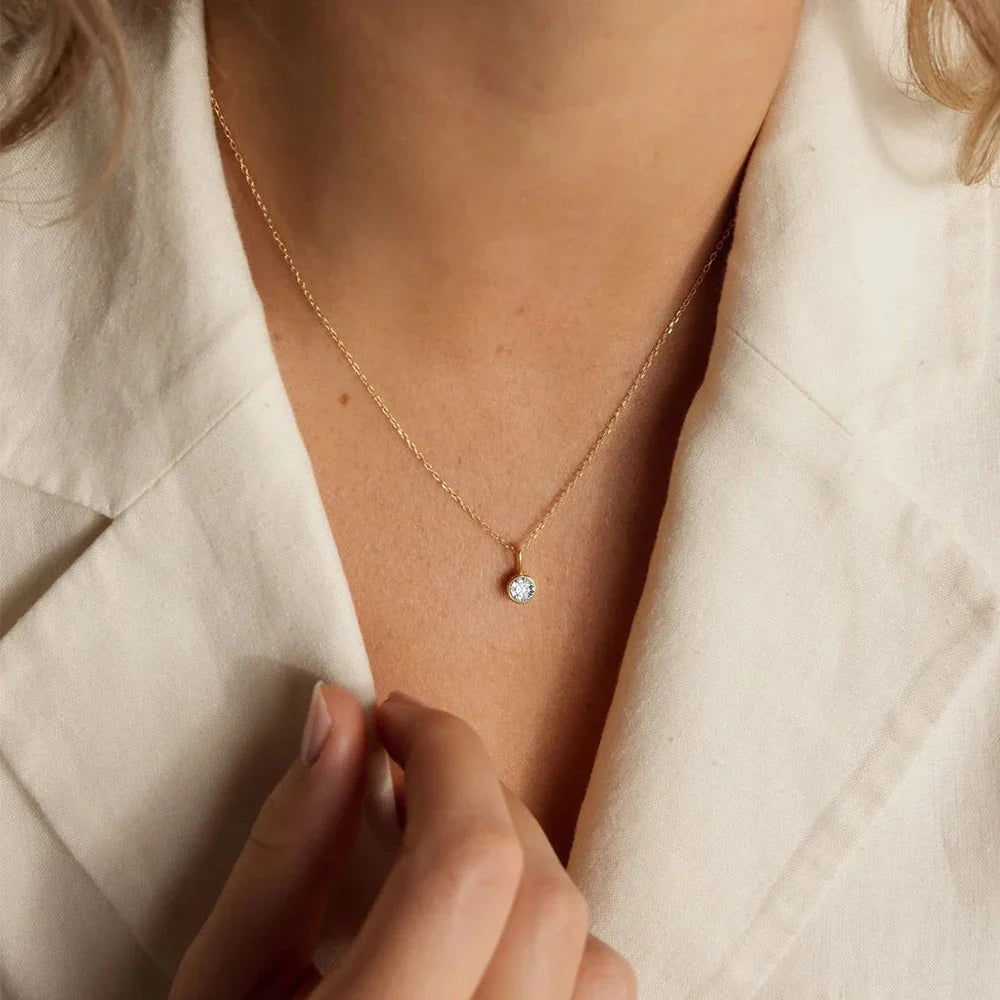 Birthstone Pendant Necklace Gold & Silver