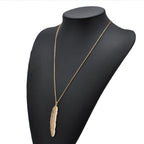 Women's Gold Feather Pendant Necklace