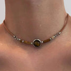 Tiger's Eye Choker Pendant Necklace