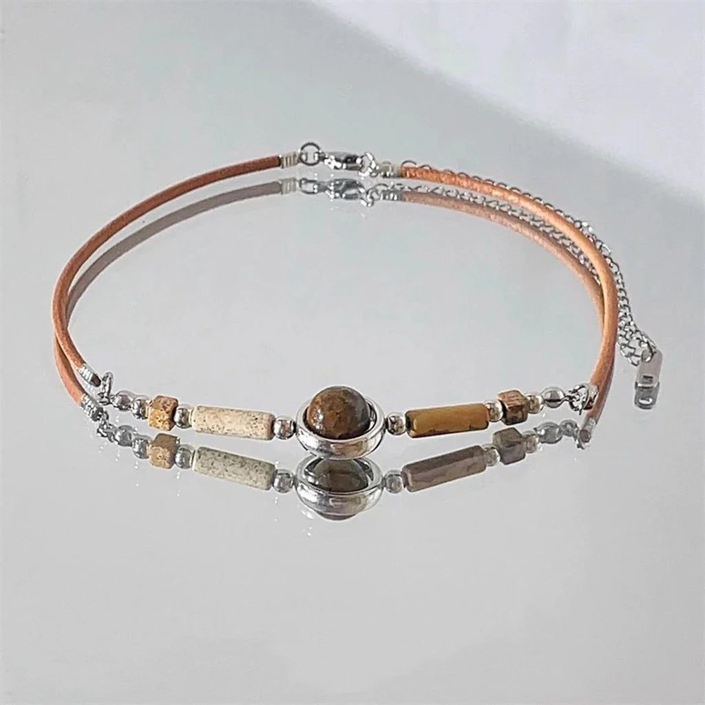 Tiger's Eye Choker Pendant Necklace