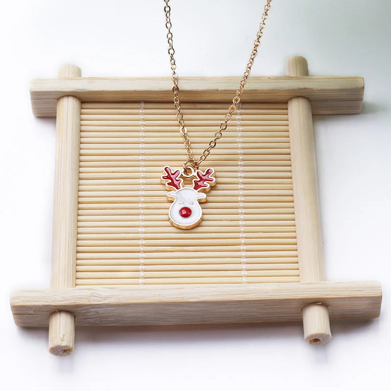Christmas Snow Reindeer Pendant Necklace