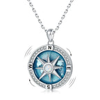 Rotating Compass Pendant Necklace with Wind Rose