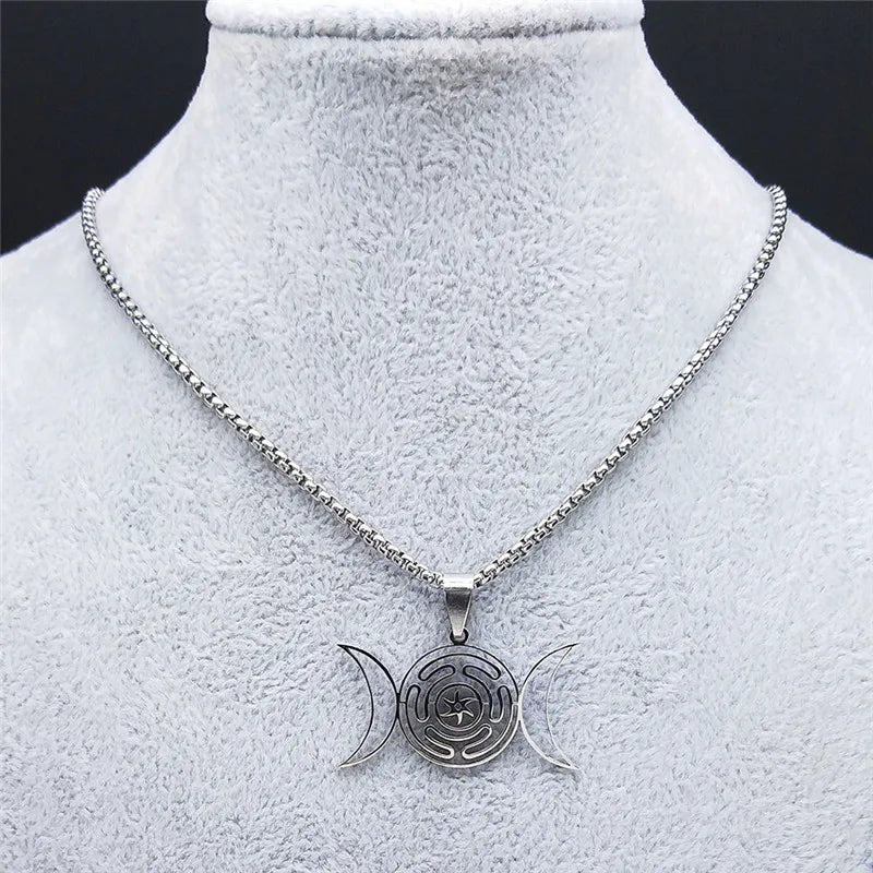 Hecate's Wheel Pendulum Necklace Wiccan Witchcraft Strophalos silver 50 cm 