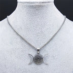 Hecate's Wheel Pendulum Necklace Wiccan Witchcraft Strophalos silver 50 cm 