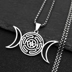Hecate's Wheel Pendulum Necklace Wiccan Witchcraft Strophalos silver 50 cm