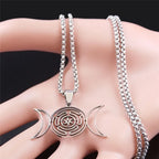 Hecate's Wheel Pendulum Necklace Wiccan Witchcraft Strophalos silver 50 cm