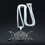 Hecate's Wheel Pendulum Necklace Wiccan Witchcraft Strophalos silver 50 cm