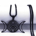 Hecate's Wheel Pendulum Necklace Wiccan Witchcraft Strophalos black 60 cm