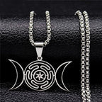 Hecate's Wheel Pendulum Necklace Wiccan Witchcraft Strophalos silver 50 cm