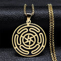 Hecate's Wheel Strophalos Pendant Necklace gold