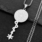 Hecate's Wheel Strophalos Wiccan Sorcery Pendant Necklace silver 50 cm