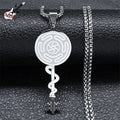 Hecate's Wheel Strophalos Wiccan Sorcery Pendant Necklace silver 50 cm