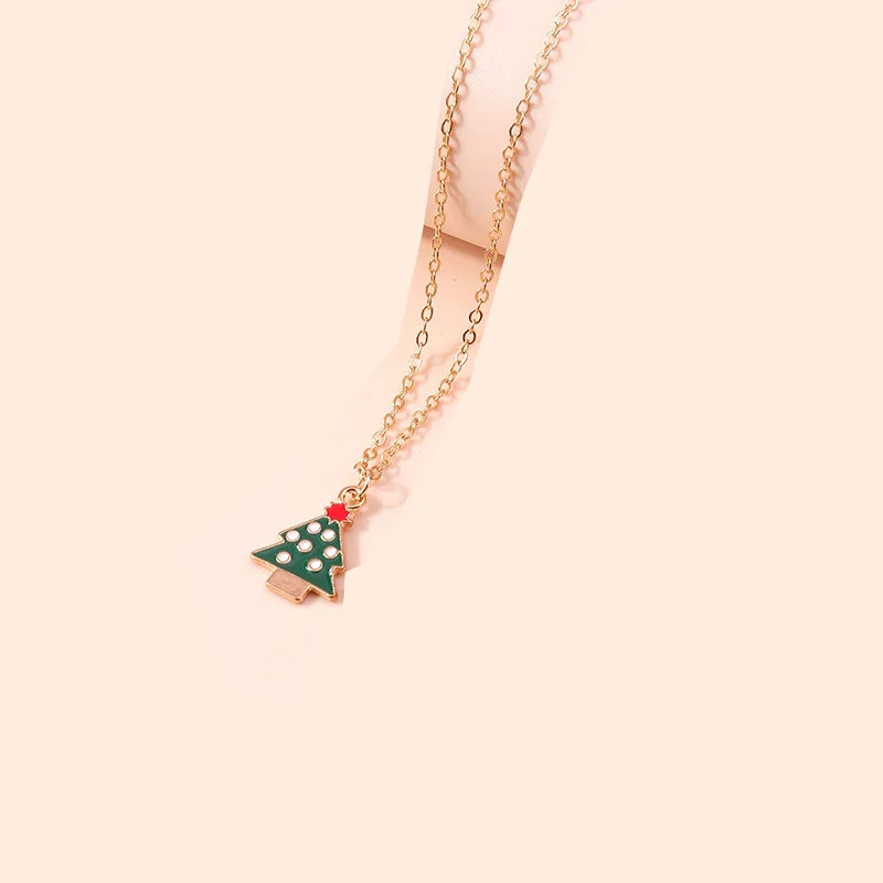 Christmas Tree Snow Pendant Necklace