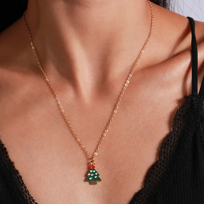 Christmas Tree Snow Pendant Necklace