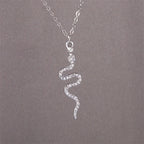 Snake Pendant Necklace with Silver Zircons