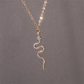 Snake Pendant Necklace with Gold Zircons 