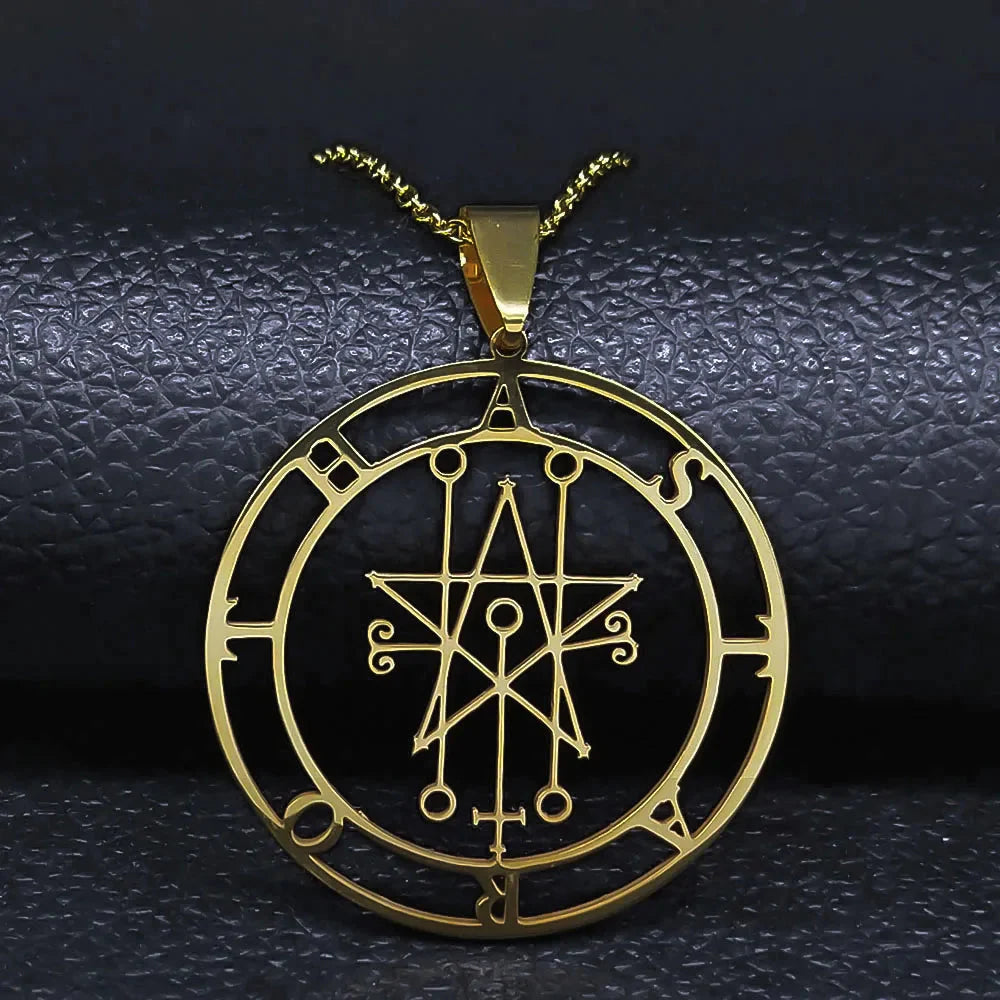 Demon Sigil Pendant Necklace gold
