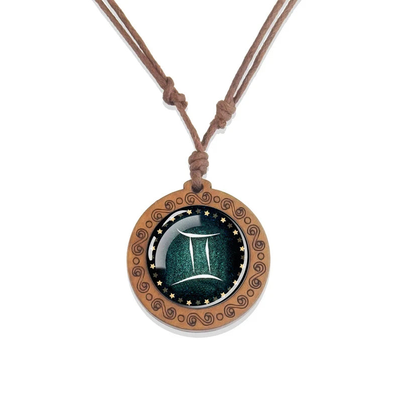 Zodiac Sign Pendant Necklace 12 Constellations Gemini