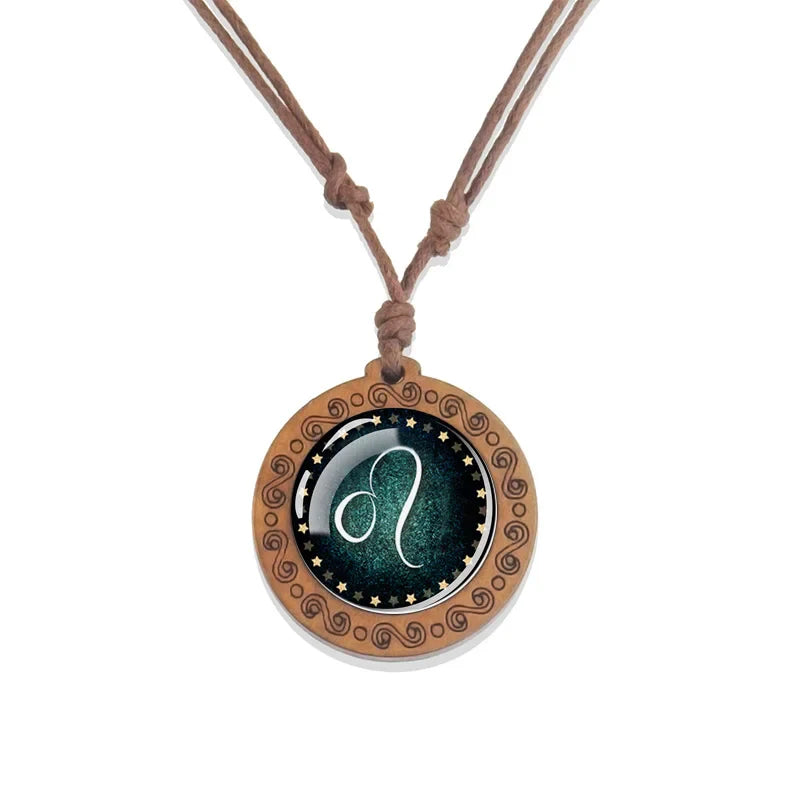 Zodiac Sign Pendant Necklace 12 Constellations Leo