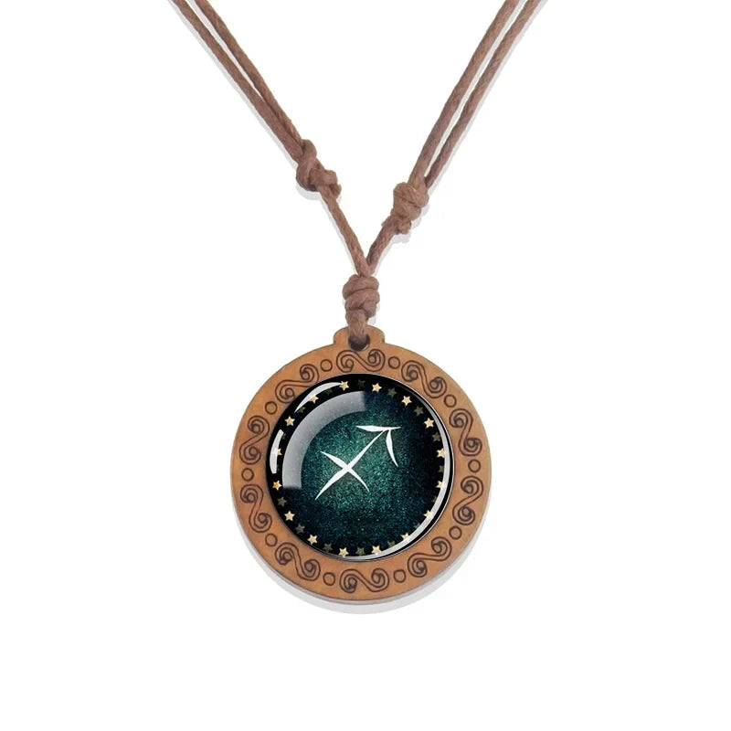 Zodiac Sign Pendant Necklace 12 Constellations Sagittarius