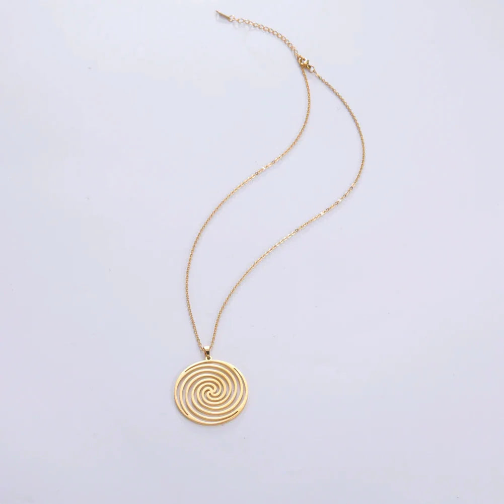 Geometric Spiral Necklace & Pendant Gold