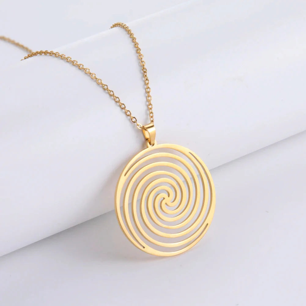 Geometric Spiral Necklace & Pendant Gold