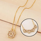 Clover Heart Pendant Necklace with Gift Box gold
