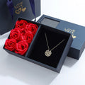 Clover Heart Pendant Necklace with Gift Box silver